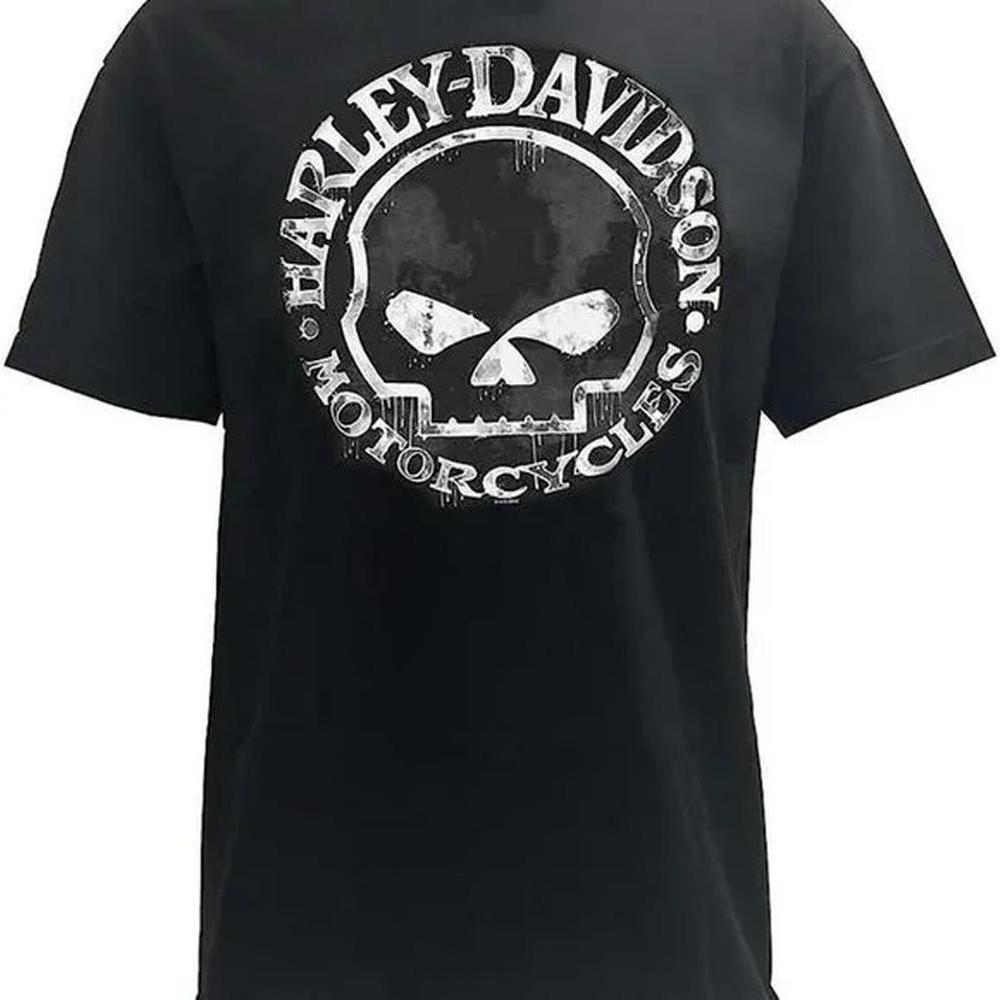 Terih Harley-Davidson Mens T-Shirt Hand Made Willie G Skull Distressed